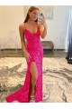 Buy V-Neck Sweep Train Long Velvet Sequin Sleeveless Dress UK