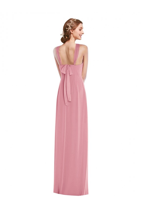 Buy Halter Neck Long Soft Chiffon Skin Pink Sleeveless Semi Formal Evening Dress UK