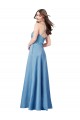 Buy Square Neck Long Satin Sky Blue Sleeveless Formal Evening Dress UK