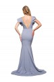 Buy Round Neck Sweep Train Stretch Crepe Smoke Blue Sleeveless Formal Evening Dress UK