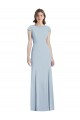 Buy Bateau Neck Long Stretch Crepe Light Sky Blue Cap Sleeves Evening Dress UK