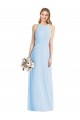 Buy Halter Neck Long Soft Chiffon Light Sky Blue Sleeveless Semi Formal Evening Dress UK