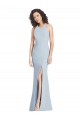 Buy Halter Neck Long Stretch Crepe Light Sky Blue Sleeveless Evening Dress UK