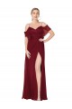 Buy High Neck Long Soft Chiffon Burgundy Cold Shoulder Formal Evening Dress UK