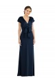 Buy Off the Shoulder Long Stretch Crepe Dark Navy Cap Sleeves Formal Evening Dress UK