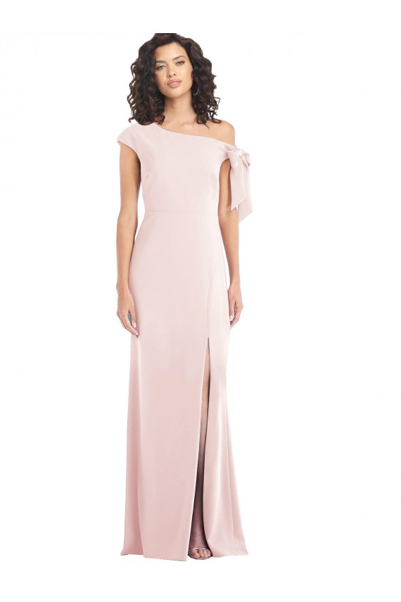 Buy Off the Shoulder Long Stretch Crepe Pink Cap Sleeves Formal Evening Dress UK