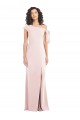 Buy Off the Shoulder Long Stretch Crepe Pink Cap Sleeves Formal Evening Dress UK