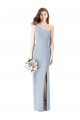 Buy One Shoulder Long Stretch Crepe Light Sky Blue Sleeveless Semi Formal Evening Dress UK