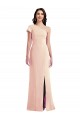 Buy One Shoulder Long Stretch Crepe Nude Cap Sleeves Formal Evening Dress UK