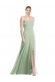 Buy Square Neck Long Soft Chiffon Sage Sleeveless Formal Evening Dress UK