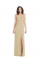Buy Square Neck Long Stretch Crepe Champagne Sleeveless Formal Evening Dress UK