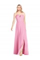 Buy Strapless Long Soft Chiffon Hot Pink Sleeveless Semi Formal Evening Dress UK