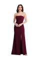 Buy Strapless Long Stretch Crepe Burgundy Gold Sleeveless Semi Formal Evening Dress UK