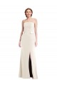 Buy Strapless Long Stretch Crepe Ivory Sleeveless Semi Formal Evening Dress UK
