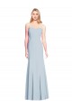 Buy Strapless Long Stretch Crepe Light Sky Blue Trumpet Sleeveless Evening Dress UK
