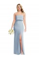 Buy Strapless Long Stretch Crepe Light Sky Blue Sleeveless Semi Formal Evening Dress UK
