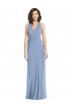 Buy V-Neck Long Soft Chiffon Dusty Blue Sleeveless Formal Evening Dress UK