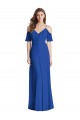 Buy V-Neck Long Soft Chiffon Royal Blue Cold Shoulder Semi Formal Evening Dress UK