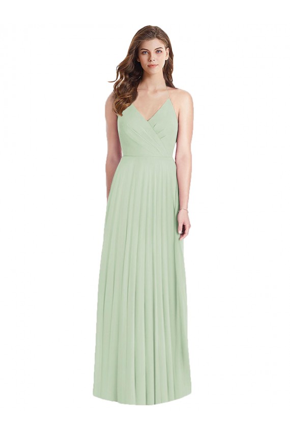 Buy V-Neck Long Soft Chiffon Sage Cold Shoulder Semi Formal Evening Dress UK