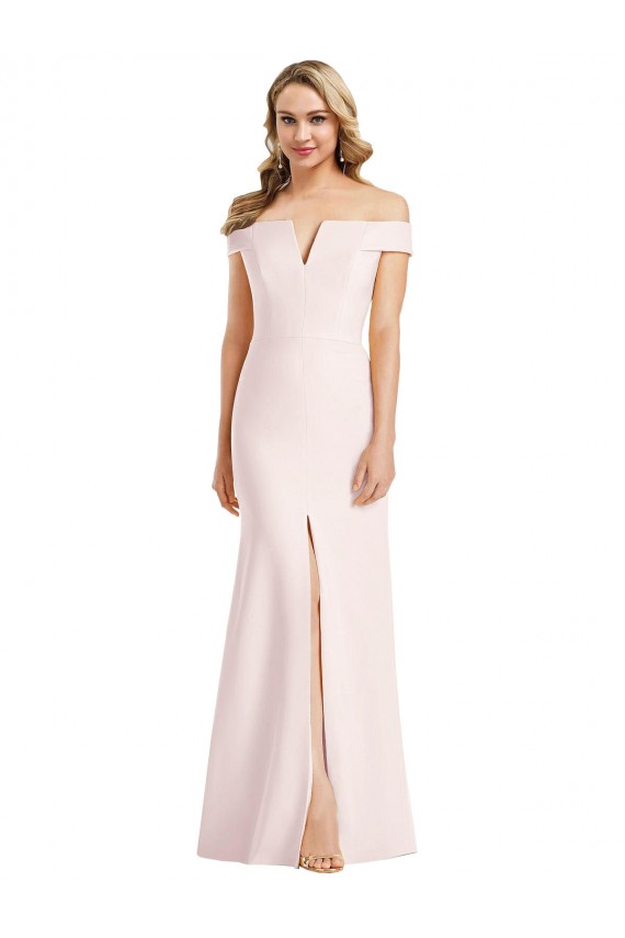Buy V-Neck Long Stretch Crepe Pink Sleeveless Evening Dress UK