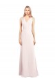 Buy V-Neck Long Stretch Crepe Pink Sleeveless Semi Formal Evening Dress UK
