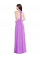 Buy Halter Neck Long Soft Chiffon Violet Sleeveless Formal Evening Dress UK