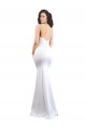 Buy High Neck Long Stretch Crepe White Sleeveless Black Tie Evening Dress UK