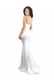Buy High Neck Long Stretch Crepe White Sleeveless Formal Evening Dress UK